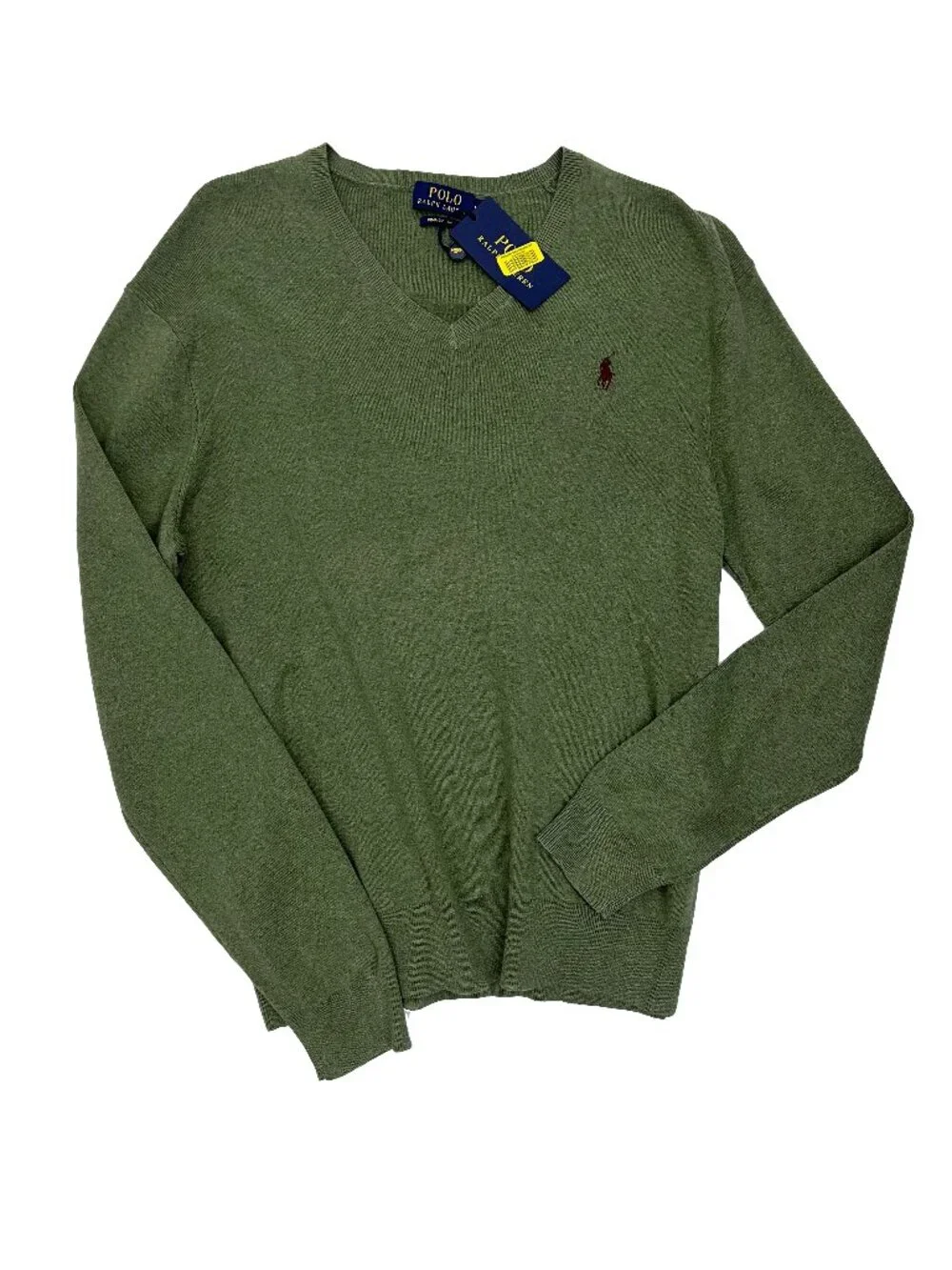 Polo Ralph Lauren NEW NWT Sweater Pima Cotton Heather Green v-neck Men M